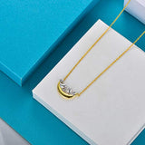 Sterling Silver Couple birds Moon Necklace for Women