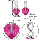 925 Sterling Silver CZ Figure 8 Infinity Love Heart Dangle Earrings Adorned with crystals