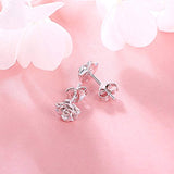 S925 Sterling Silver Rose Flower Earrings Jewelry