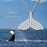 Sterling Silver Mermaid Tail Necklace with 5A Cubic Zirconia Fish Ocean Jewelry Good Luck Necklace for Women