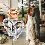 Heart Rose Necklace for Women S925 Sterling Silver 3D Rose Flower Love Pendant Necklace Jewelry Gifts for Women Mom Girlfriend Wife - Rose Gold