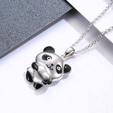 S925 Sterling Silver Mom Urn Necklaces for Ashes Cute Panda Memory Keepsake Memorial  Cremation Pendant Necklace