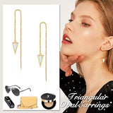 Threader Earrings Sterling Silver Opal Dangle Drop Pull Through Earrings for Women
