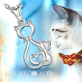Cat Necklace for Women  925 Sterling Silver Cute Kitten Pendant, Gifts for Cat Lover - 18Inch Chain