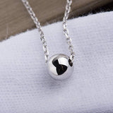 Sterling Silver Necklace Dainty Solid Bead Necklace Gold Necklaces for Women 5mm