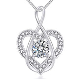 Silver CZ Infinity Heart Pendant Necklace