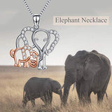 Elephant Necklace Sterling Silver Mother Daughter Necklace Elephant Mom and Baby Pendant Jewelry Gifts For Women