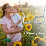 Sunflower Necklace 925 Sterling Silver Ladybug Pendant Necklace for Women CZ Infinity Jewelry Gift for Mom