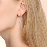 925 Sterling Silver Cubic Zirconia Drop Earrings Hollow Circle CZ Hypoallergenic Earrings