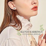 Sloth Earrings, Sterling Silver Sloth Stud Jewelry for Women, Love Heart Smile Sloth for Girlfriend, Wife, Sister, Grandma, Mom
