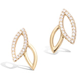 Yellow Gold plated  Leaf Olive Branch Feather Cubic Zirconia CZ Stud Earrings Fashion Jewelry