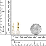 14K  Gold 5MM Cultured Freshwater Pearl Dangle Drop Earrings