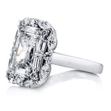 Rhodium Plated Sterling Silver Radiant Cut Cubic Zirconia CZ Statement Art Deco Halo Engagement Ring