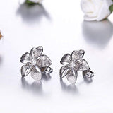 925 Silver Plumeria Flower Stud Earrings CZ Hawaiian Jewelry for Girls