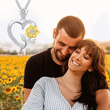 Heart Sunflower Necklace For Women S925 Sterling Silver Sun Flower Love Heart Pendant Necklaces You Are My Sunshine