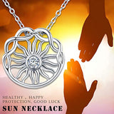 Sun Pendant Necklace for Women, S925 Sterling Silver Friendship Good Luck Sunshine Jewelry with Cubic Zirconia