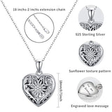 Sunflower Locket Necklace That Holds Pictures,925 Sterling Silver You are My Sunshine Pendant Necklace,Sunflower Hollow-Carved Heart Locket Jewellery Necklace for Women Gift