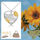 Sunflower Heart Pendant Necklace Sterling Silver You are Braver Than You Believe Necklace Inspirational Jewelry for Women