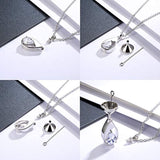 925 Sterling Silver Cremation Jewelry Memorial CZ Teardrop Ashes Keepsake Urns Pendant Necklace for Mothers Day Jewelry Gifts