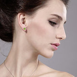 14K Gold Round Green Peridot Stud Earrings For Women