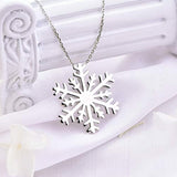 925 Sterling Silver  Winter Frozen Large Snowflake Necklace Pendant