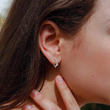 Spike Huggie Hoop Earrings for Women Sterling Silver Small Geometric Earrings for Men