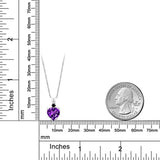 1.47 Ct Heart Shape Purple Amethyst Black cubic zirconia 925 Sterling Silver Pendant
