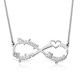 925 Sterling Silver Personalized Infinity Name Necklace With 3 Names Adjustable 16”-20”