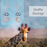 Sterling Silver Cute  Giraffe  Animal Dangle Drop Earrings for Women Girls
