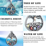 Silver Necklace for Women, Family Tree of Life Pendant - Teardrop Jewelry Gift Ideas