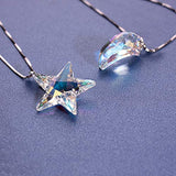 925 Sterling Silver Crystal Star Necklace Jewelry Box Birthday Gifts for Her Clear Star Pendant Necklace for Women