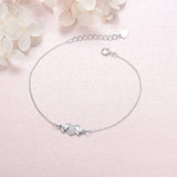 925 Sterling Silver Heart Charm Bracelet Setting Cubic Zirconia CZ Jewelry For Women