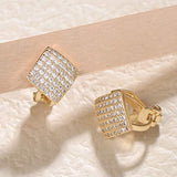 Cubic Zirconia Simulated Clip On Earrings Square CZ Wedding Jewelry for Women