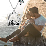 Funny Panda Daughter Necklace Sterling Silver Heart Pendant with Green Crystals - Always My Daughter Forever My Friend, Gifts for Women