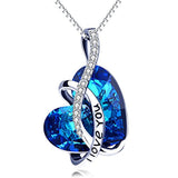 Silver Heart Pendant Necklace with Blue Crystal from Swarovski