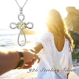 Celtic Knot Cross Necklace 925 Sterling Silver Infinity Love Irish Celtic Necklace for Women, Infinity Cross Jewelry Gift for Women Christian Birthday