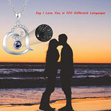 I Love You Necklace for her Women Girlfriend 925 Sterling Silver Jewelry Projection 100 Languages Necklace