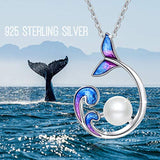Dolphin Mermaid Necklace 925 Sterling Silver Mermaid Tail Pearl Necklace Jewelry Gifts for Women