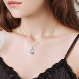 Sterling Silver Bunny lies on the moon and star Necklace Dainty Fashion Pendant Jewelry for Women Girlfriend Mother Teen