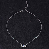 925 Sterling Silver Evil Eye Jewelry Blue White CZ Pendant Necklace Gifts for Women Girl 16'' Sliver Chain