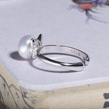 Cat Pearl Ring Sterling Silver