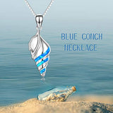 Sterling Silver Created Opal Ocean Jewelry Sea Conch Necklace for Women
