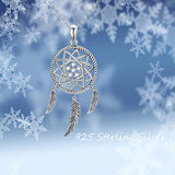 Snowflake Dream Catcher Necklaces, 925 Sterling Silver Snowflake Dream Catchers Pendant Charm Jewelry for Mothers Day Gifts
