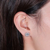 14K Gold  Oval Moissanite Halo Stud Earring for Women