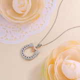 Sterling Silver Horseshoe with Rose Gold Heart Pendant Necklace Jewelry