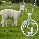 Tree of Life Llama Necklace Pendant  925 Sterling Silver Cute Animal Jewelry Gifts for Women