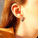Ruby/Emerald Clip On Earrings Fanshion Cubic Zirconia Jewelry for Women Girls