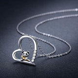 Panda Necklace Panda Jewelry 925 Sterling Silver Bamboo Panda Bear Necklace for Women Animal Panda Lover Gift