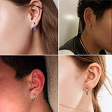 925 Sterling Silver Gay Pride Rainbow earrings Multi color stone earring women Jewelry