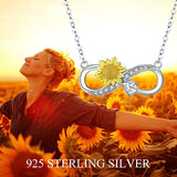 Sunflower Necklace 925 Sterling Silver Ladybug Pendant Necklace for Women CZ Infinity Jewelry Gift for Mom